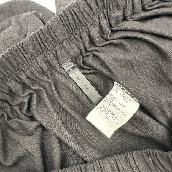 Kedem Sasson Solid Black Elastic Waistband‎ Ruffle Hem Wide Leg Pants One Size - Picture 10 of 10